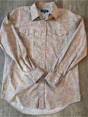 Panhandle Slim Men's Printed Button-Down Western Shirt - Beige & White